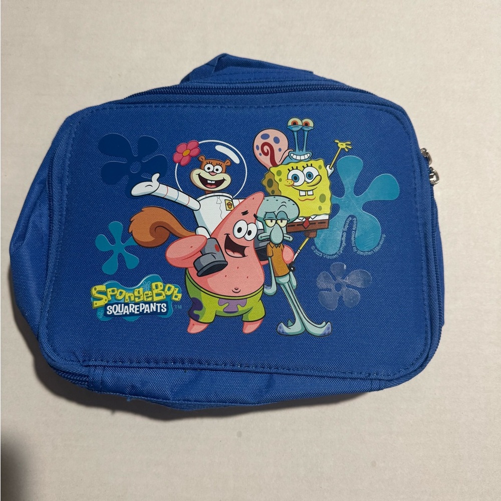 Spongebob‎ Squarepants Character Print Blue Soft Insulated Lunchbag #A111